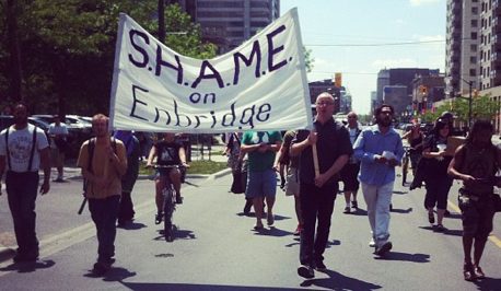 Activists in Canada protest scheme to pipe tar sands oil to east coast