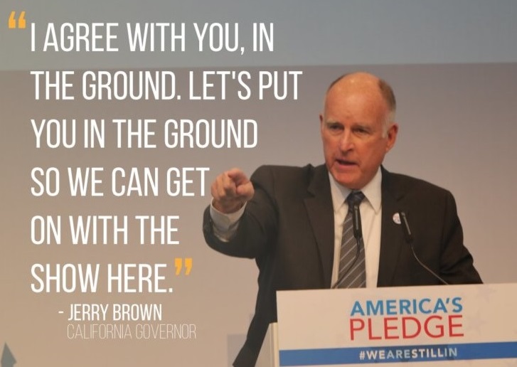 Jerry Brown Tells Indigenous Protesters in Bonn, “Let’s Put You in the Ground”