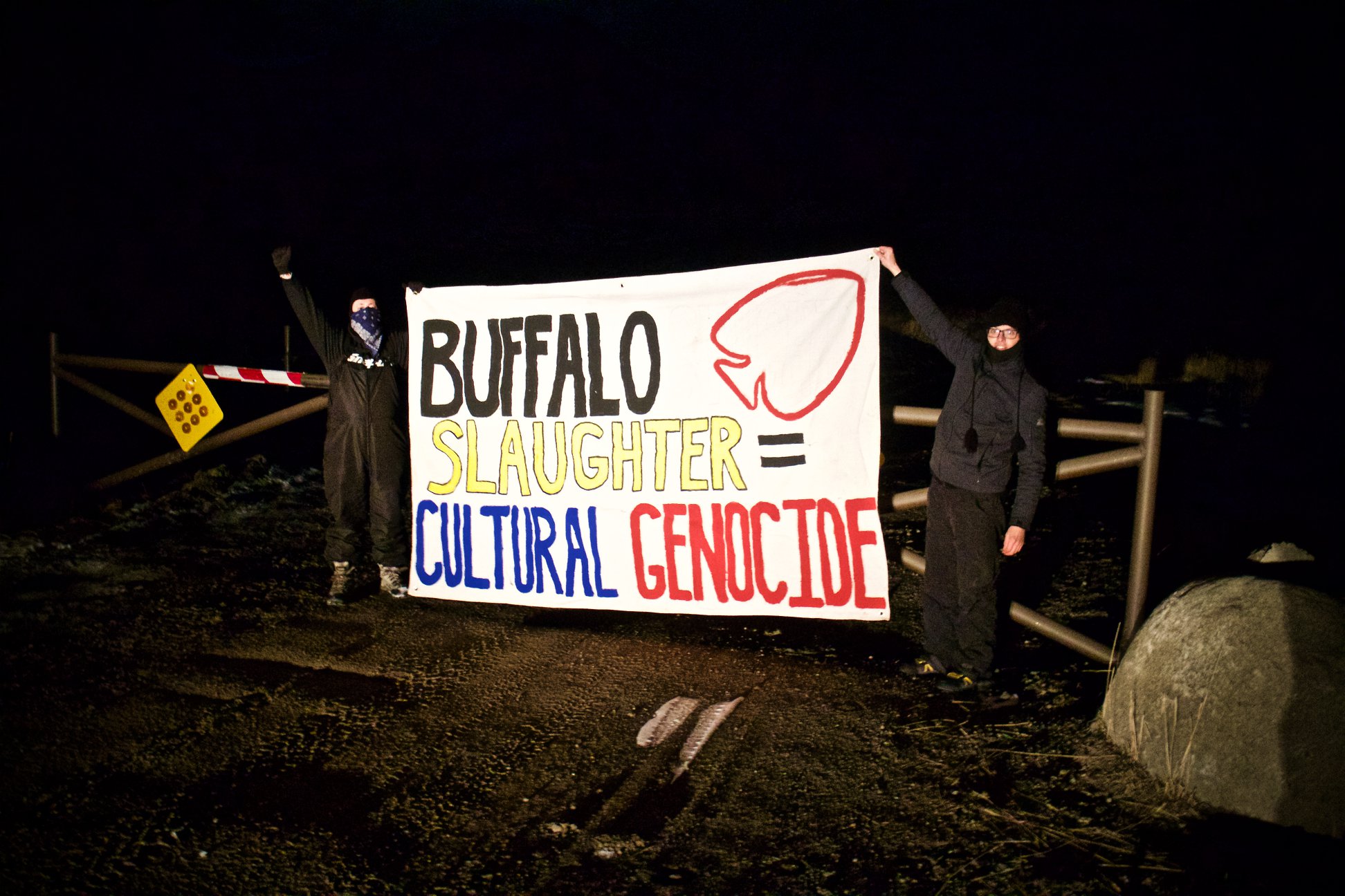 Buffalo Defenders Lock to Capture Facility,  Stop the Yellowstone Park from Slaughtering Last Wild Buffalo